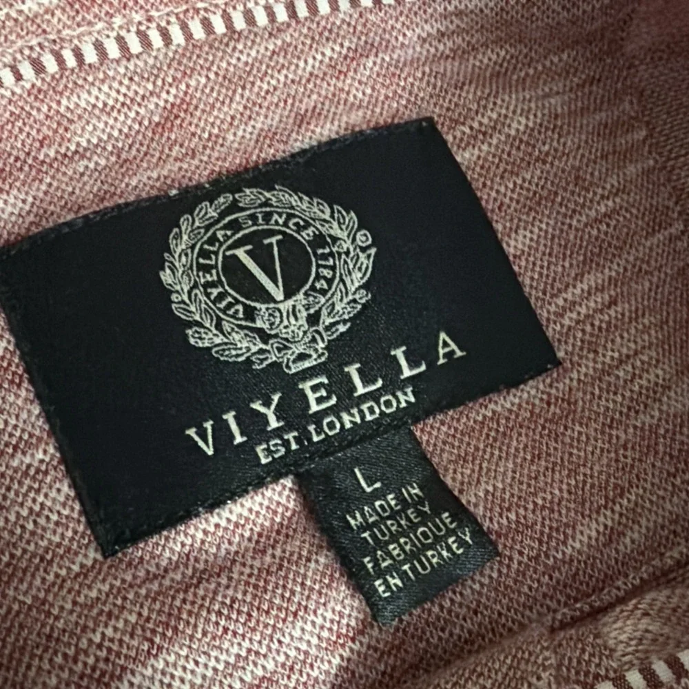 Viyella Men's Large Heathered Pink Shirt Sleeve Collared Polo‎ Shirt